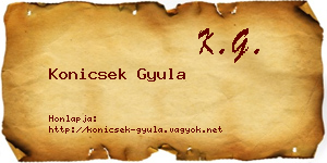 Konicsek Gyula névjegykártya